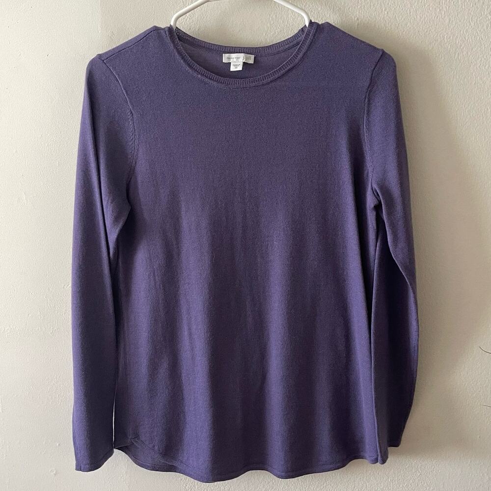 J. Jill Womens XS Merino Wool Sweater Purple Long Sleeve Minimalist Casual